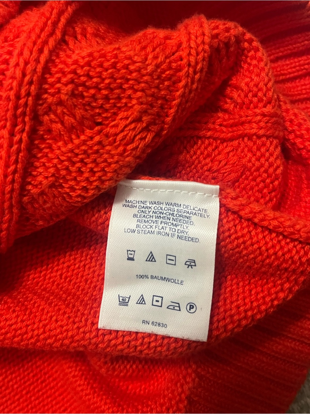 Lands End Red 100% Cotton Drifter Classic Cable Knit Sweater size L - Picture 10 of 10